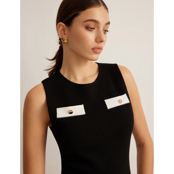 Contrast Binding Sleeveless Sweater Dress - Picture 4 of 7